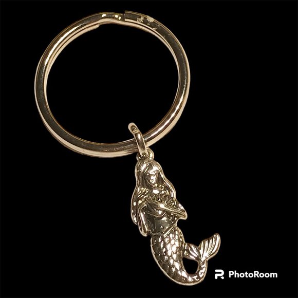 Mermaid Keychain Keyring Silver Tone Metal Charm Island Beach Nautical - Picture 4 of 10